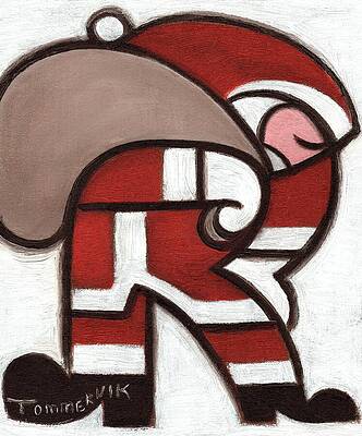 Geometric Wall Art featuring the painting Santa Resting Art Print by Tommervik