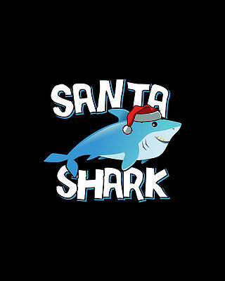 Xmas Wall Art featuring the digital art Santa Shark by Flippin Sweet Gear