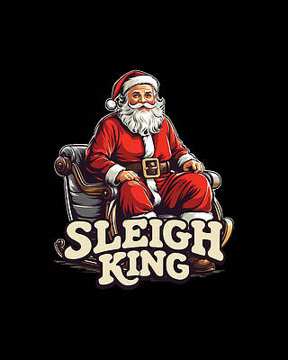 Xmas Wall Art featuring the digital art Santa Sleigh King Christmas by Flippin Sweet Gear