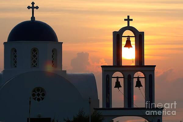 Greece Wall Art featuring the digital art Santorini Sunset by Antonios Valamontes