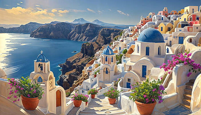 Digital Art - Santorini by The Luxury Art Collection
