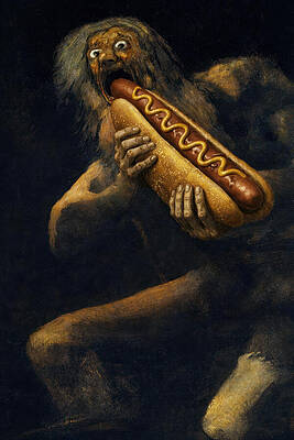 Saturn Devouring Hot Dog Wall Art