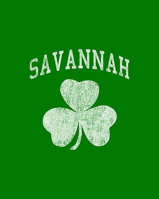 Day Wall Art featuring the digital art Savannah Georgia Irish Shamrock by Flippin Sweet Gear