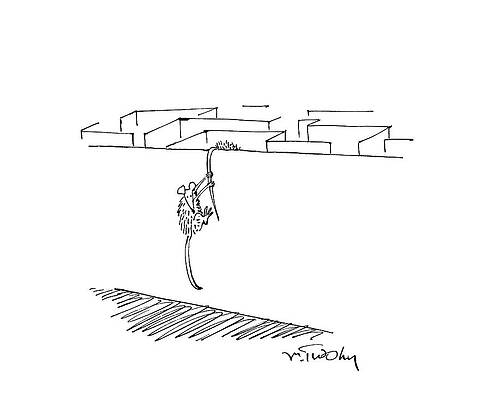 Minimalist Wall Art featuring the drawing Scaling The Wall by Mike Twohy