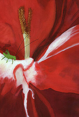 Flower Painting - Scarlet And White Gladiolus, August Birth Flower by Elizabeth Reich