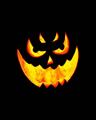 Pumpkin Wall Art featuring the digital art Scary Glowing Pumpkin Halloween Costume by Flippin Sweet Gear