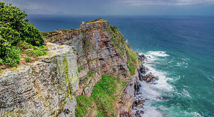 Vibrant Wall Art featuring the photograph Scenic Cliffs Of South Africa's Cape Point by Marcy Wielfaert