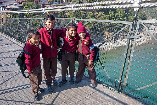 Water Wall Art featuring the photograph Schoolboys-2, Rishikesh by Sanjay Marathe