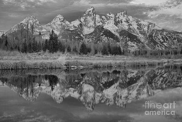 Wall Art featuring the photograph Schwabacher Landing Pink Autumn Sunrise Black And White by Adam Jewell
