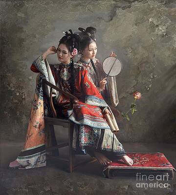 Emotional Wall Art featuring the painting Scroll Of Tranquility by Mingyue Wang