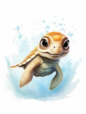 Portrait Painting - Sea Turtle by Land of Dreams