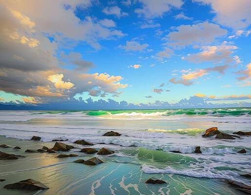 Reflection Digital Art - Seascape With Cloud Shadows by Eris And AI