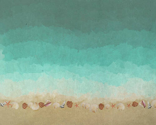 Wall Art featuring the digital art Seashells At The Seashore by Alison Frank