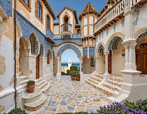 Architecture Wall Art featuring the digital art Seaside Community by Eris And AI