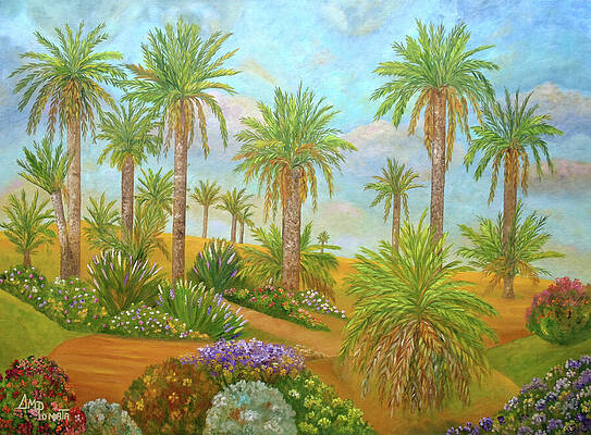 Nature Painting - Seaside Palms by Angeles M Pomata