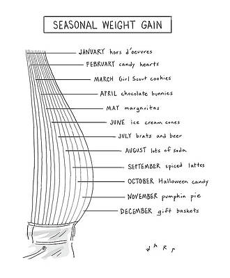 Valentine Drawing - Seasonal Weight Gain by Kim Warp