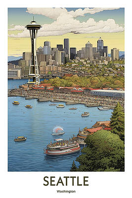 Wall Art featuring the painting Seattle by Land of Dreams