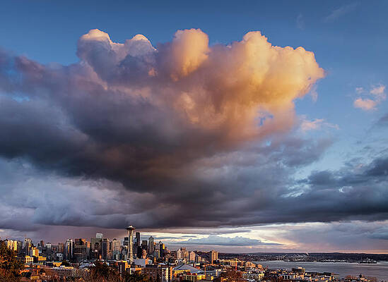 Sky Photograph - Seattle Sunset Storm by Mary Jo Allen