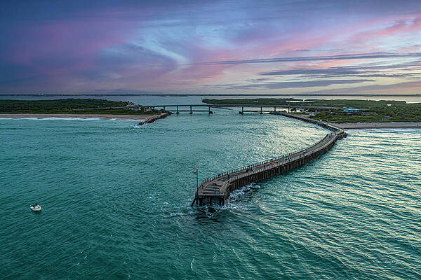 Wall Art featuring the photograph Sebastian Inlet At Dusk by Veterans Aerial Media LLC