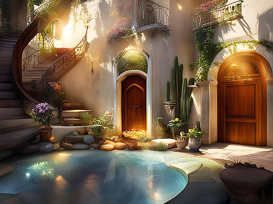 Architecture Wall Art featuring the digital art Secluded Pool by Eris and AI