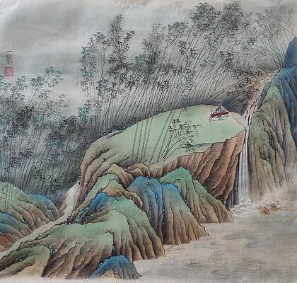 Wall Art featuring the painting Seclusion In Mound by Yimeng Zhao