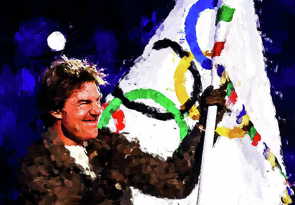 Sports Wall Art featuring the digital art See Tom Cruise's Epic Routine To Close Out The 2024 Paris Olympics by Gradify Creations