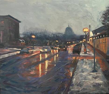 Cityscape Wall Art featuring the painting Selby In Winter by Laura Toth