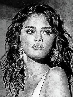 Serene Digital Art - Selena Gomez, Benny Blanco - Sunset Blvd  BW by Gradify Creations