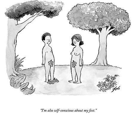 Adam Wall Art featuring the drawing Self Conscious About My Feet by Tom Toro