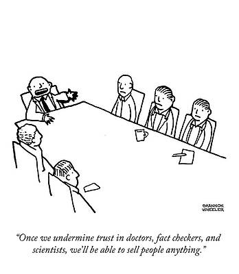 Public Wall Art featuring the drawing Sell People Anything by Shannon Wheeler