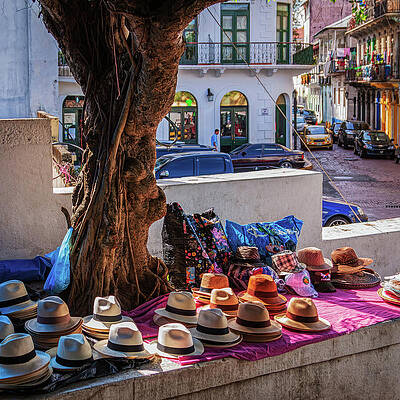 Wall Art featuring the photograph Selling Panama Hats - Panama City, Panama by Tatiana Travelways