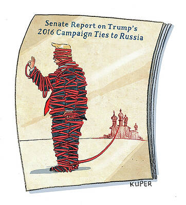 Russia Drawing - Senate Report On Trump's Ties by Peter Kuper