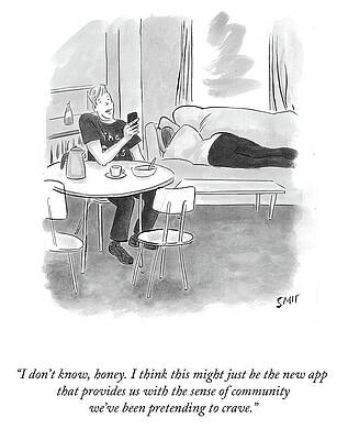 Lonely Wall Art featuring the drawing Sense Of Community by Guy Richards Smit