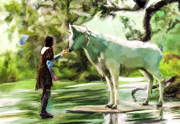 Serene Digital Art - Serene Encounter In A Wooded Glade by Gradify Creations