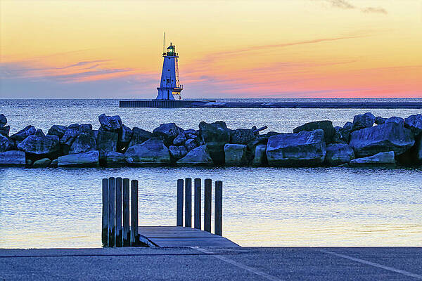 Serene Lighthouse at Sunset Wall Art