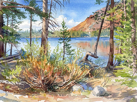 Serene Mountain Lake View by Bonnie Colgan