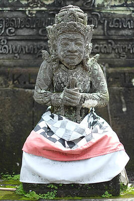 Serene Wall Art featuring the photograph Serene Stone Figure With Checkered Cloth by Travel Essayist