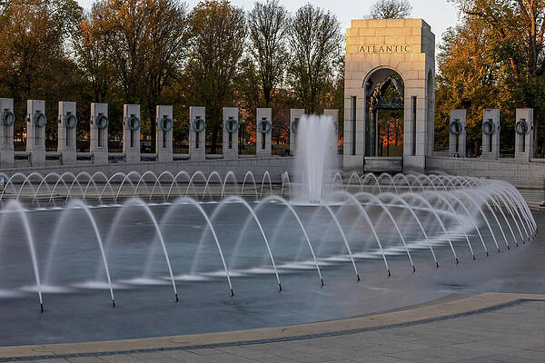 Wall Art featuring the photograph Serene WWII Memorial Fountain by John Twynam