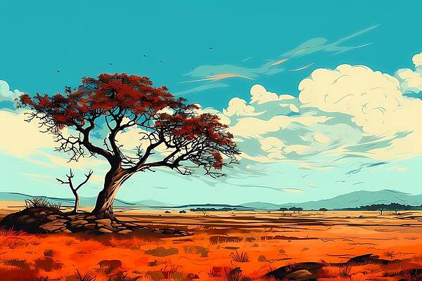 Wildlife Digital Art - Serengeti Plains With A Pop-Art Filter by Andre Petrov