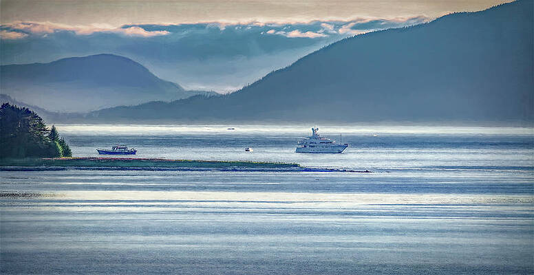 Serene Photograph - Serenity Along Alaska's Inside Passage, Painterly by Marcy Wielfaert