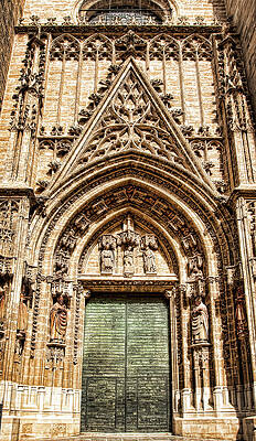 Wall Art featuring the photograph Seville Cathedral Door, Spain by Tatiana Travelways