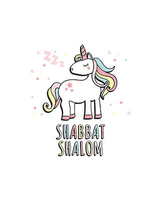 Jewish Wall Art featuring the digital art Shabbat Shalom Jewish Unicorn by Flippin Sweet Gear