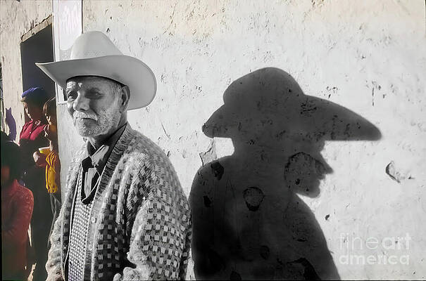 Elderly Man with Hat and Shadow Photograph