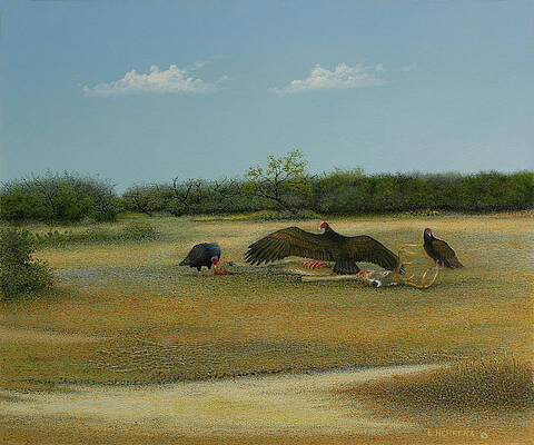 Wall Art featuring the painting Sharing A Quick Snack by Eleazar Herrera