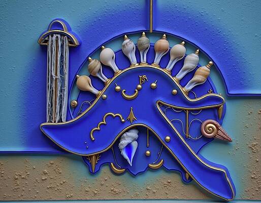 Whimsical Digital Art - Shell And Jellie Novelty Clock by Eris And AI