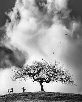 Silhouette Under a Dramatic Sky Photograph