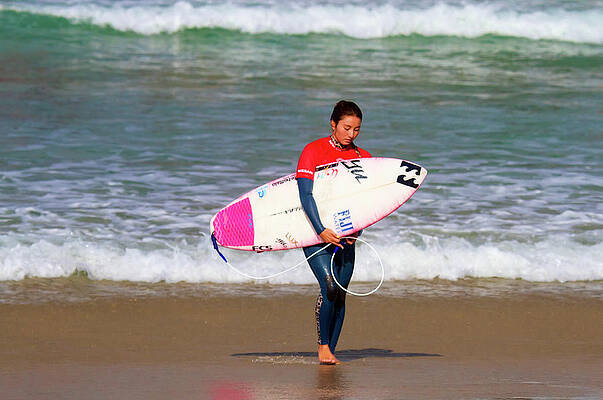 Shino Matsuda Wall Art featuring the photograph Shino Matsurda Japanese Surfer by Waterdancer