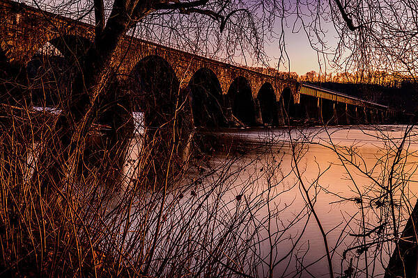 Winter Wall Art featuring the photograph Shock's Mill Bridge Through Winter Foliage by Anthony Hightower