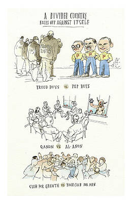 Club Painting - Showdown In Hyper-Polarized America by Barry Blitt