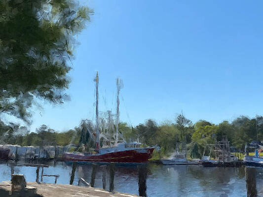 Louisiana Wall Art featuring the painting Shrimp Boat In The Bayou by Gary Arnold